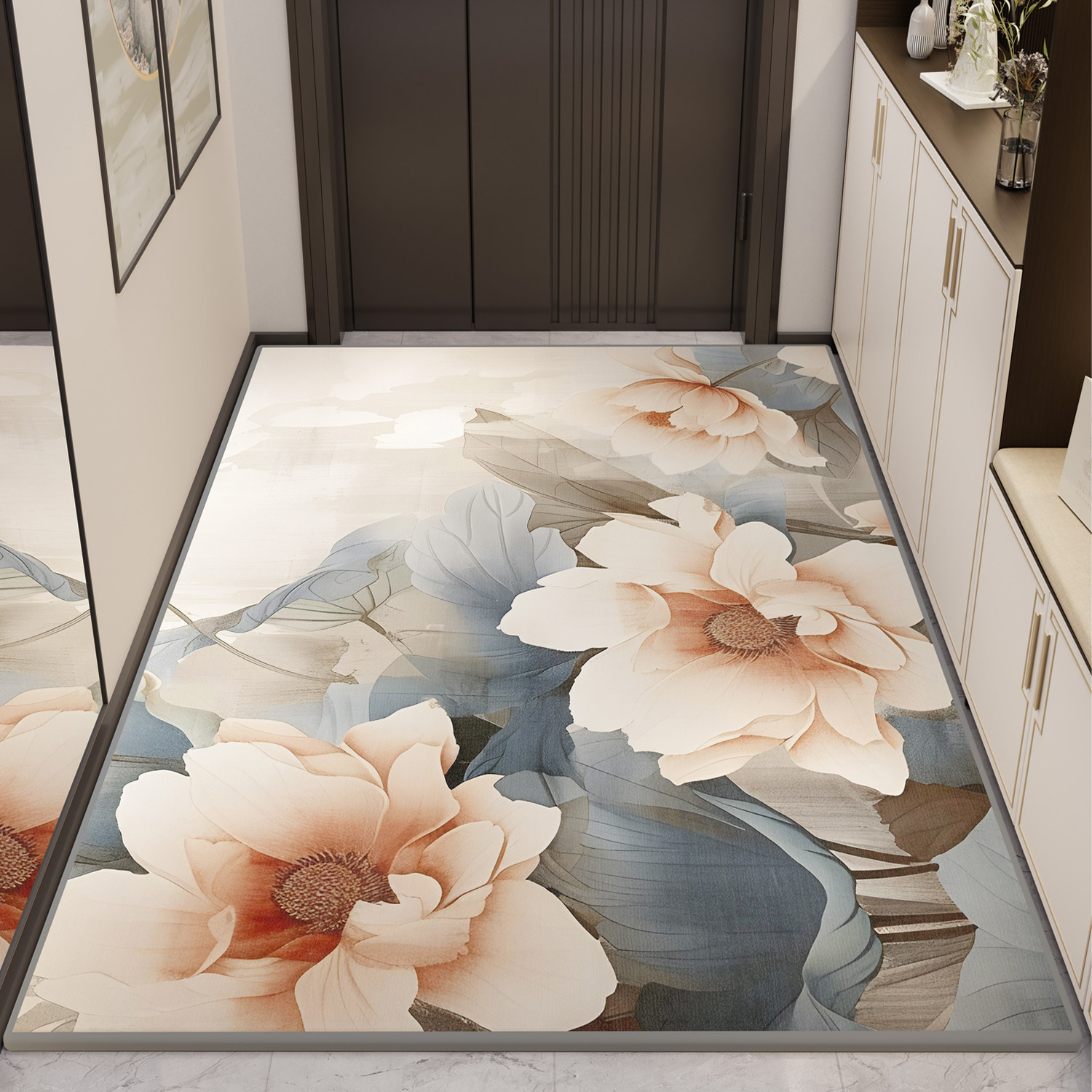 地垫入户门垫新中式家用门口脚垫高级灰喜庆进户门地毯玄关垫耐脏,淘宝优惠券,粉丝福利购,淘宝优惠卷