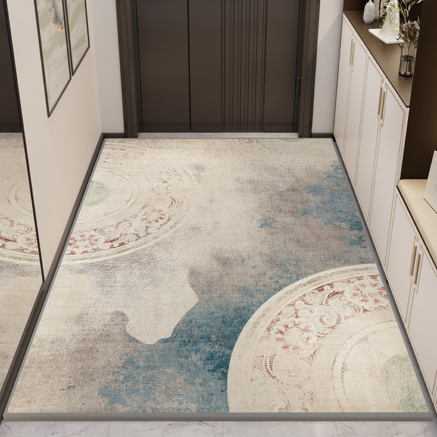 地垫入户门垫新中式家用门口脚垫高级灰喜庆进户门地毯玄关垫耐脏,淘宝优惠券,粉丝福利购,淘宝优惠卷