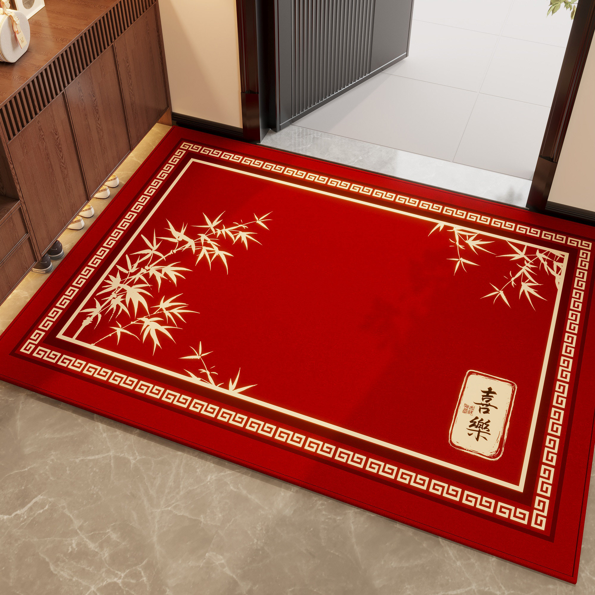 红色喜庆出入平安门垫新款高级地毯门口防滑脚垫子乔迁入户门地垫,淘宝优惠券,粉丝福利购,淘宝优惠卷