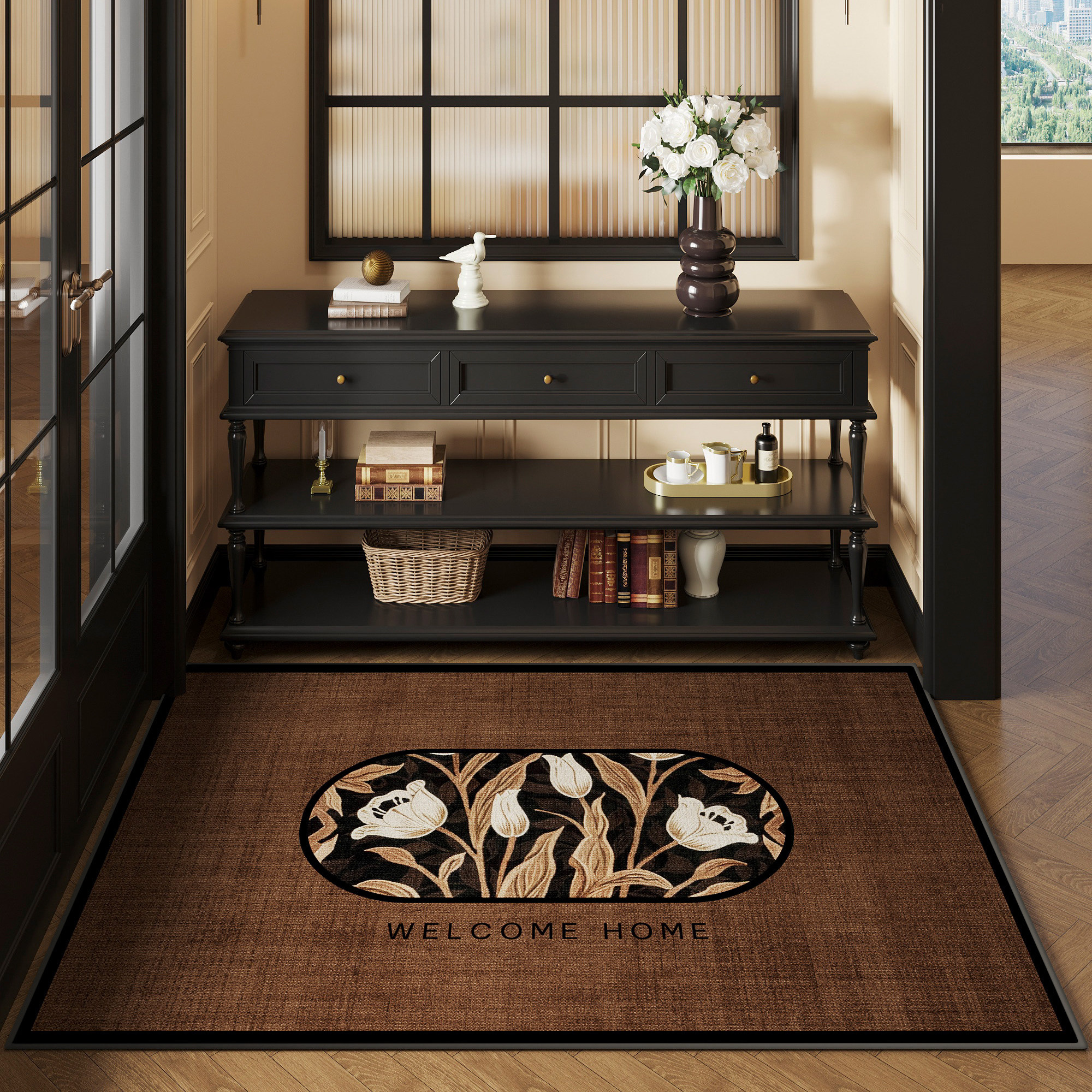 地垫入户门垫中古风可裁剪玄关大门口进门脚垫高级感免洗耐脏地毯,淘宝优惠券,粉丝福利购,淘宝优惠卷