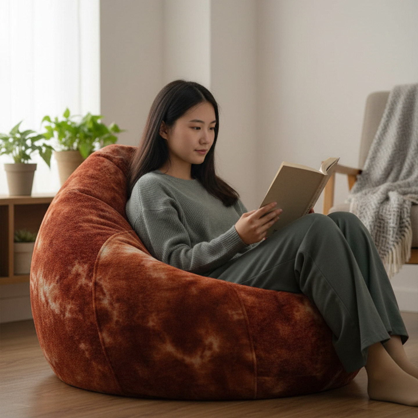 美克/恣在家【豆袋】奶油风布艺沙发单人位设计师款客厅懒人沙发,淘宝优惠券,粉丝福利购,淘宝优惠卷