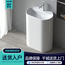 Ceramic column basin integrated floor type washbasin upright post-type balcony washbasin toilet small family type washbasin