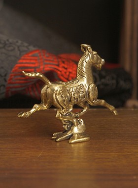 纯铜马踏飞燕小摆件走地马工艺品