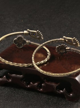 纯铜手镯女蓝色眼睛古装配手饰