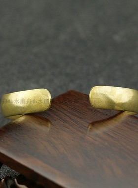 纯黄铜素圈手镯精致古铜开口光面