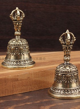 纯黄铜降魔杵铃铛三清手摇铃实心