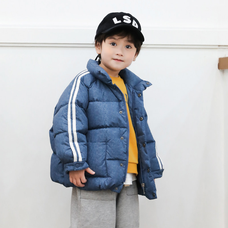儿童装羽绒服中小童90绒宝宝羽绒服无帽立领男童保暖外套23814