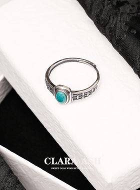 镂空绿松石戒指小众设计