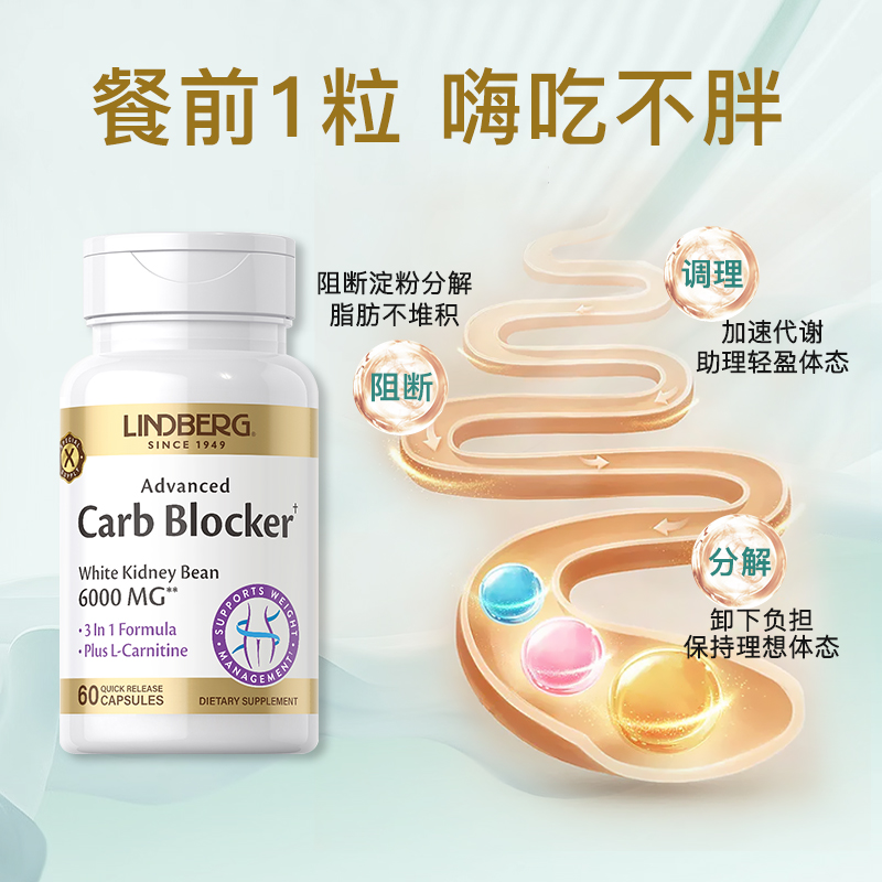 LINDBERG利得盈养白芸豆阻断片膳食纤维素阻断剂热控阻断碳水脂肪