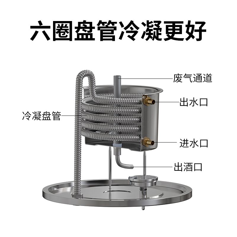 自酿酒设备小型家用蒸馏酒设备小作坊蒸酒纯露304不锈钢