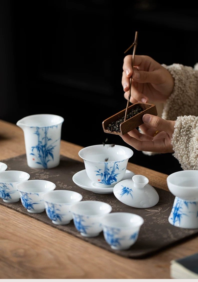 ｛赏心｝德化冰种玉瓷茶具三才盖碗套装纯手绘功夫套组高档礼盒装,淘宝优惠券,粉丝福利购,淘宝优惠卷