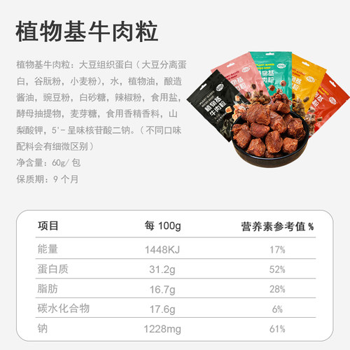 放牛吃草 素牛肉粒 素食豆制品素菜植物肉纯素素肉零食牛肉干鸿昶 - 图0