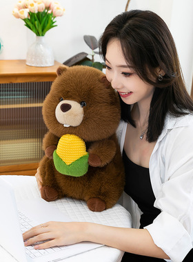 卡通啃啃玉米土拨鼠毛绒玩具儿童玩偶车载抱枕苹果鼠家居摆件批发