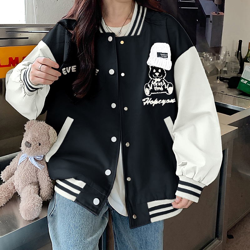 初中学生外套少女小熊棒球服新款春秋季15岁高中女生秋装韩版流行