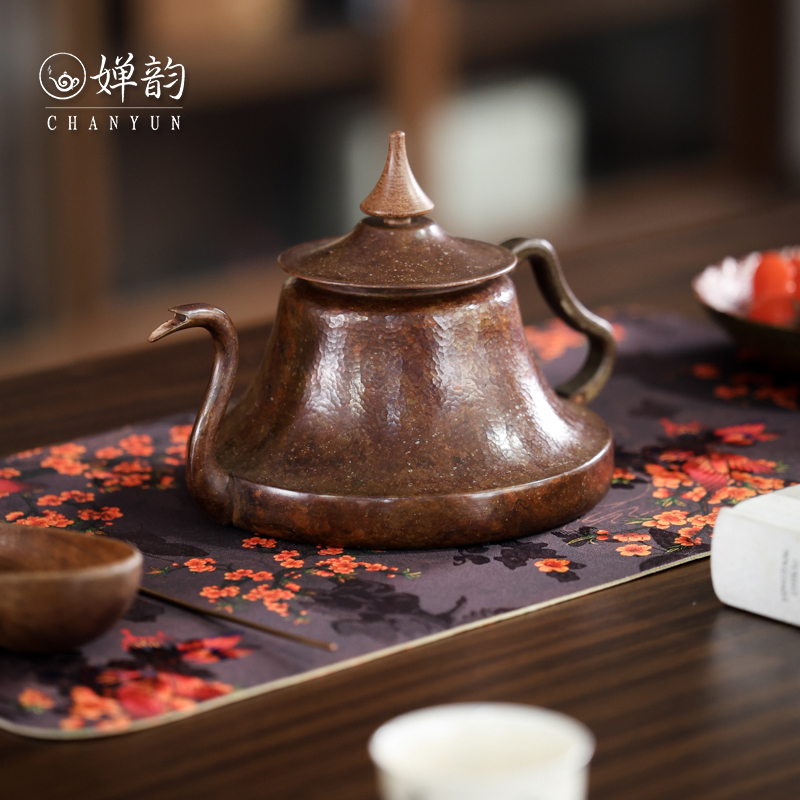 婵韵 春喜铜陀螺咖啡壶铃铛壶烧水壶泡茶壶复古家用茶具小田甄选 - 图0