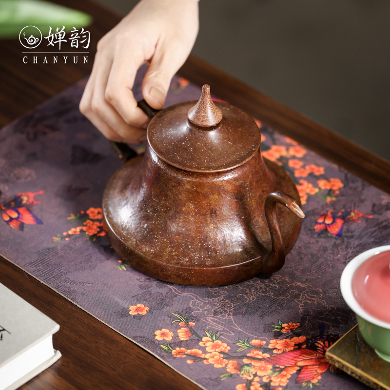 婵韵 春喜铜陀螺咖啡壶铃铛壶烧水壶泡茶壶复古家用茶具小田甄选 - 图1