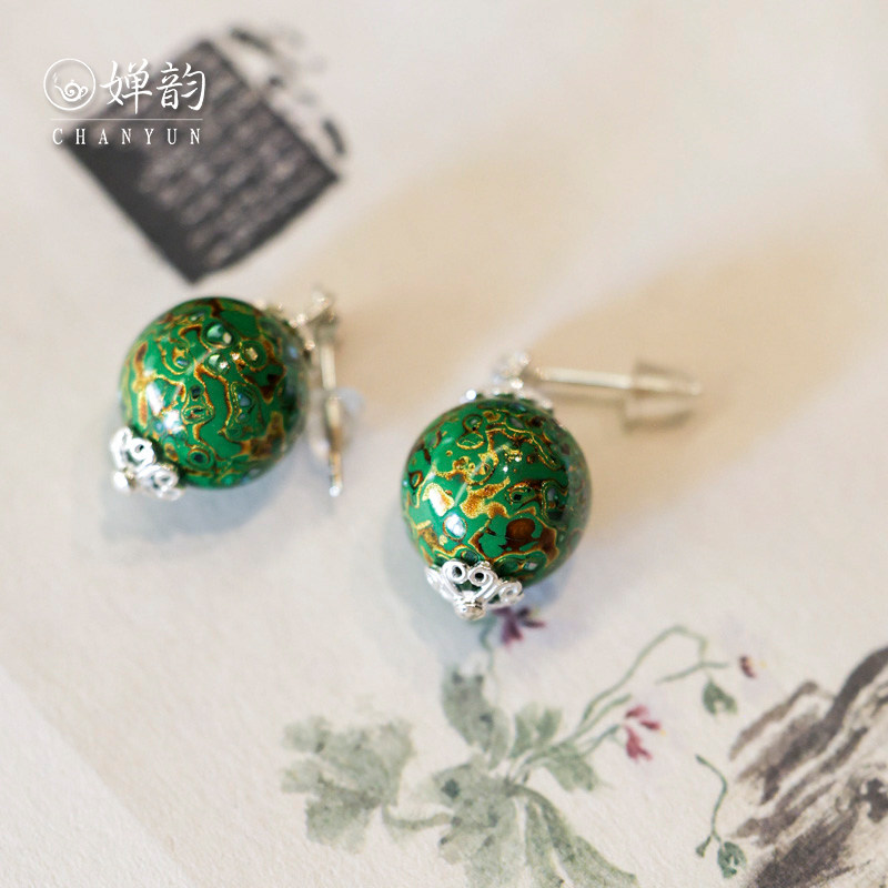 婵韵 林剑军黑檀木大漆绿紫彩漆耳坠耳饰首饰复古家用茶具配件,淘宝优惠券,粉丝福利购,淘宝优惠卷