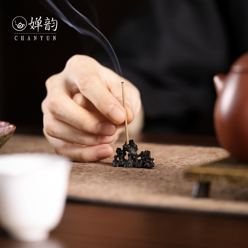 婵韵 藏王堂铸铁太湖石线香香插香器底座香炉茶桌摆件香道配件,淘宝优惠券,粉丝福利购,淘宝优惠卷