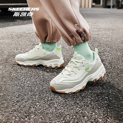 斯凯奇官方outlets老爹鞋增高刺绣印花新款好看女鞋休闲运动鞋