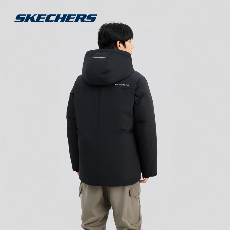 斯凯奇官方outlets男女羽绒外套连帽拉链防泼水科技冬季温暖保温