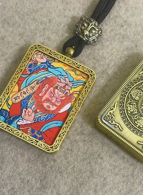 新款爆款王灵官唐卡吊坠高档精美创意礼品文创项链带绳子嘎乌盒潮