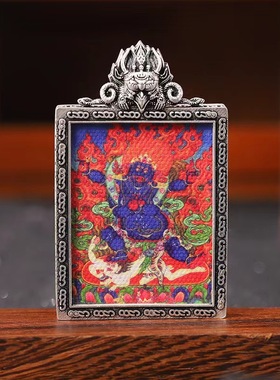 新款大鹏鸟西藏藏族大黑天六臂玛哈嘎拉唐卡吊坠项链非手绘送绳子