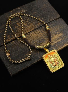 地藏王菩萨谛听吞金兽嘎乌盒唐卡双面立体浮雕新中式佛牌项链挂件