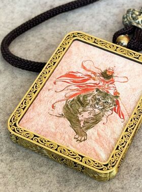 新款道家唐卡吊坠水墨风画像嘎乌盒送绳子高档精美创意礼品单面潮