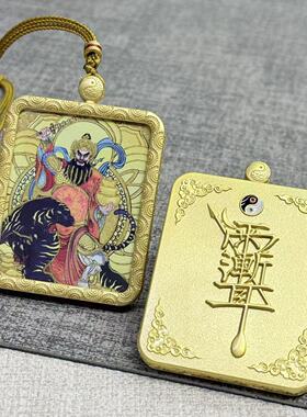 新款道家金色唐卡吊坠项链单面节日礼物礼品高档精美民族风挂件潮