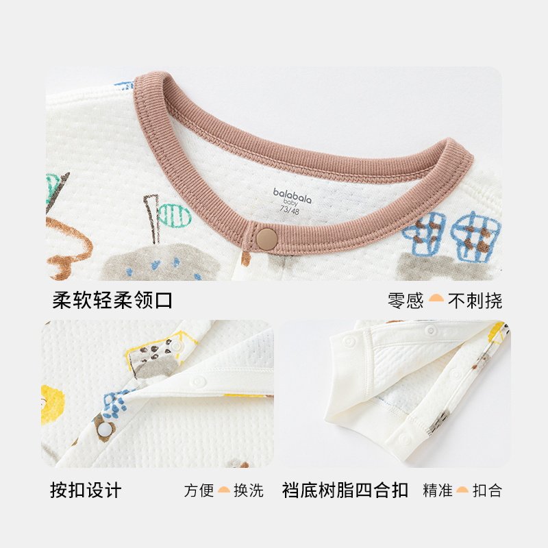 巴拉巴拉新生儿满月连体衣秋冬婴儿衣服宝宝纯棉睡衣夹棉加厚哈衣