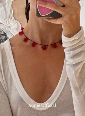 自制小众设计纯手工捷克水滴珠项链百搭气质高级感叠戴打结锁骨链