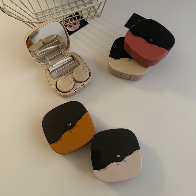 Beauty contact lens storage box black coal ball cute portable