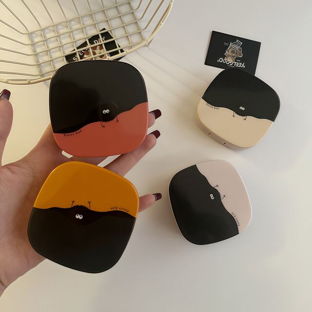 Beauty contact lens storage box black coal ball cute portable