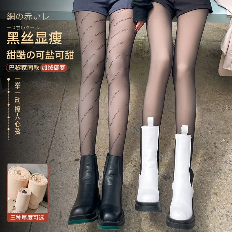 黑丝袜女春秋冬款假透肉空姐连裤袜 原拼连裤袜/打底袜