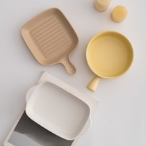 Brief Joins Wind Handle Grilled Pan Baking Bowl Home Ovens Toasted Double Ear Baking Pan Baking Oven Special Breakfast Salad Bowl