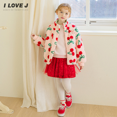 ILOVEJ女童樱桃摇粒绒公主外套