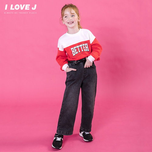 ILOVEJ童装2025冬季新款女童直筒牛仔裤休闲裤韩版长裤子/JWWPT23 - 图1
