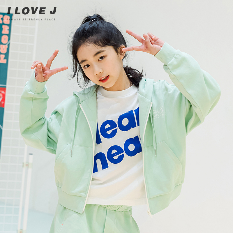 ILOVEJ大童Boon运动拉链连帽外套儿童百搭上衣女童外套潮/GUSOU01