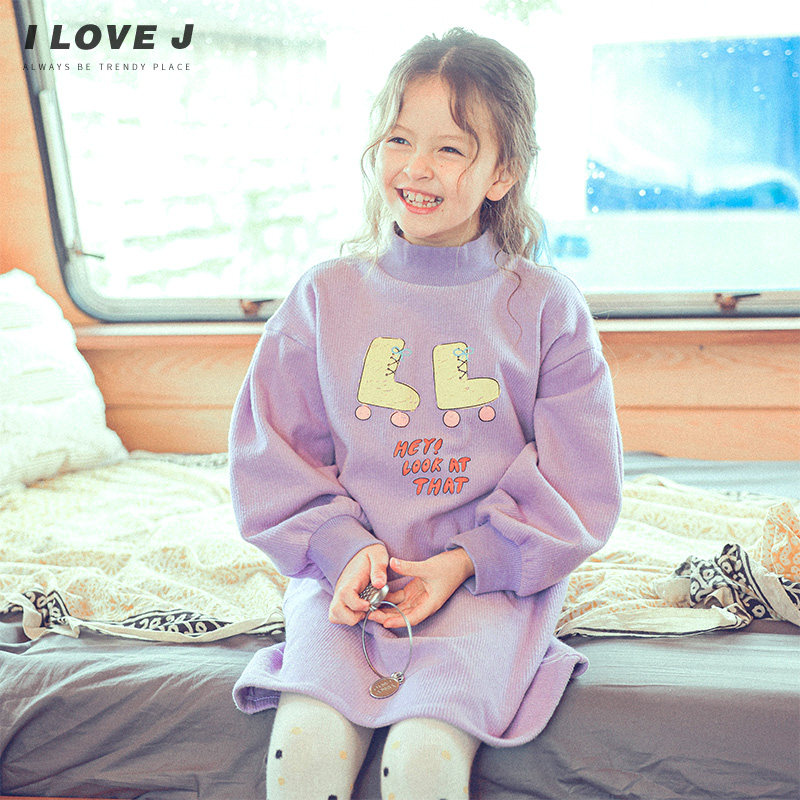 ILOVEJ童装半高领冰鞋印染连衣裙加厚儿童冬季款女童裙子/JUWOP13,淘宝优惠券,粉丝福利购,淘宝优惠卷