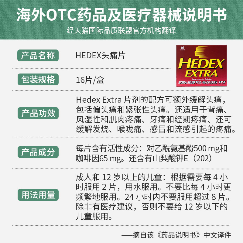  洋洲荟海外国际解热镇痛用药