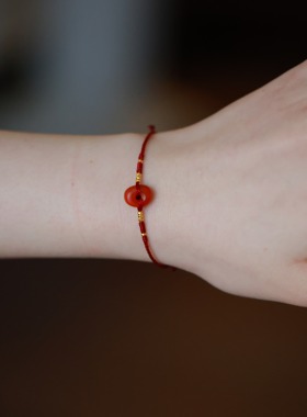 SUMOJEWEL《鸿运当头》新中式复古民族风南红编织好运手链