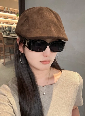 小醒家咖棕色麂皮绒前进帽