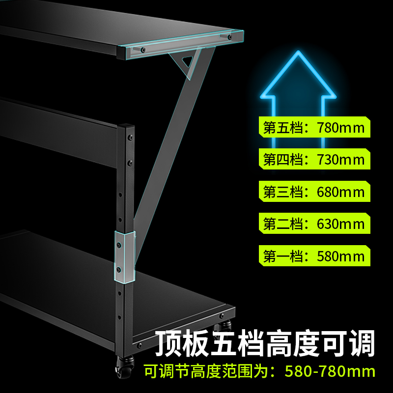 白色海景房海工作室盗船大型台式电脑主机箱托架可移动双层置物架 - 图3