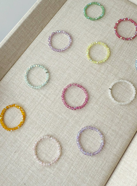 彩色极细素圈切面水晶百搭戒指