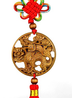 速发福缘阁桃木木龙雕三反嘲风子光挂件家居饰品