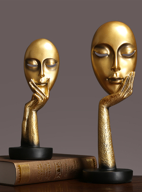 速发轻奢面具人物雕塑艺术品摆件创意客厅电视柜房间软装品饰摆设