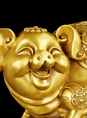 速发铜猪摆件 铜金猪招品猪客厅办公室生肖猪金财猪工艺钱大号