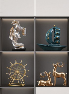 速发轻奢高档摆件客玄酒柜厅关电视饰书架办公室摆设家居软装柜品