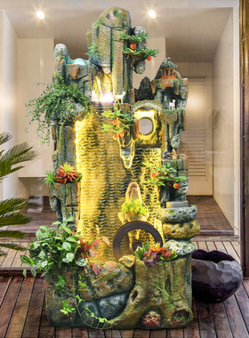 速发落流假山地水喷泉加湿摆器件轮招财客厅大型景观装饰开业礼品