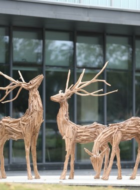 速发户外创意雕象仿抽质玻璃钢木塑园林景观售楼部落地装饰摆件